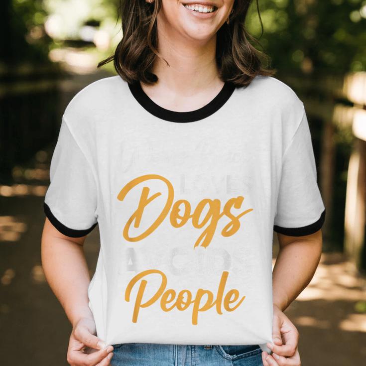 Wears Loves Dogs Avoids People I Introvert Unisex Cotton Ringer T-Shirt Wears Loves Dogs Avoids People I Introvert Unisex Cotton Ringer T-Shirt