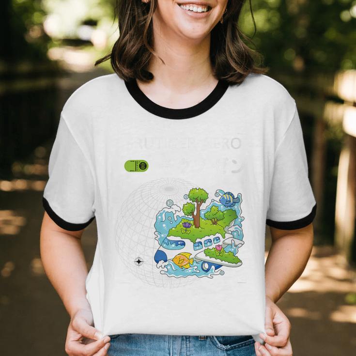 Women's Frutiger Aero Y2K Fashion Trends Statement Piece Tech Orbite Unisex Cotton Ringer T-Shirt