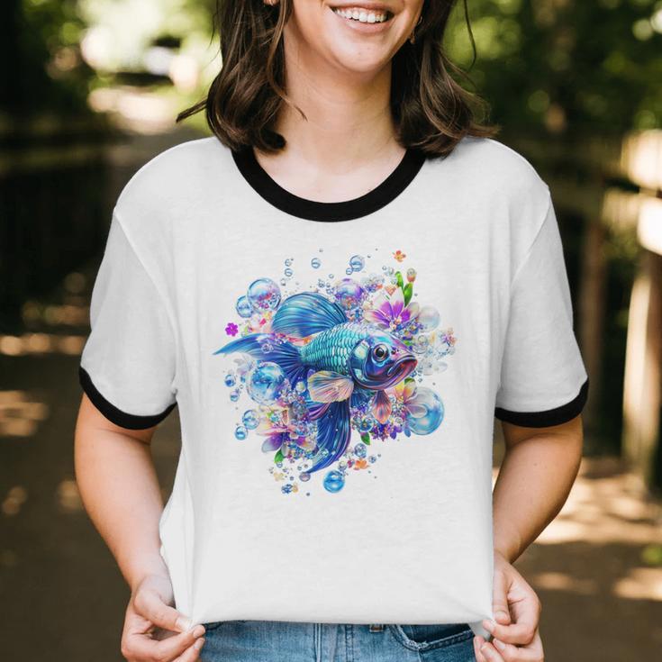 Women's Frutiger Aero Y2K Fish Unisex Cotton Ringer T-Shirt Women's Frutiger Aero Y2K Fish Unisex Cotton Ringer T-Shirt
