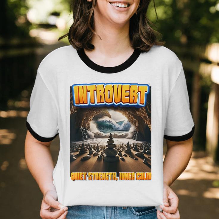 World Introvert Day Quiet Strength Inner Calm Unisex Cotton Ringer T-Shirt