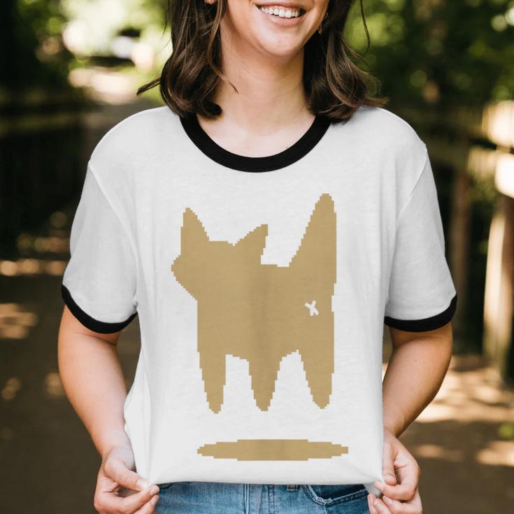 Yk2 Cat With Tomboy Tail 90s Nostalgia Downtown Indie Unisex Cotton Ringer T-Shirt