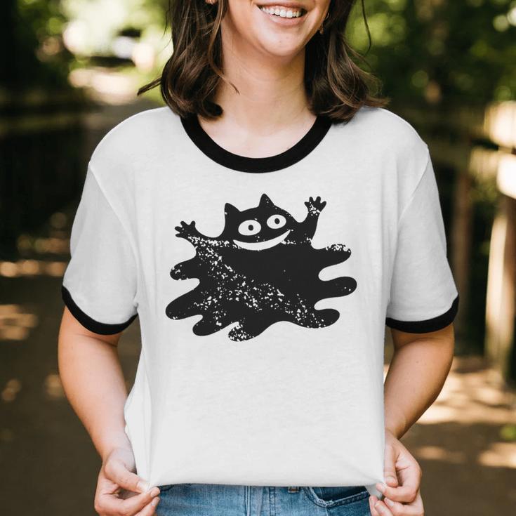 Yk2 Grunge Scary Cat With Tail Tomboy 90s Nostalgia Indie Unisex Cotton Ringer T-Shirt
