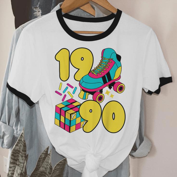 1990 Retro Raised In The 90s Old School Nostalgia Vibes Unisex Cotton Ringer T-Shirt