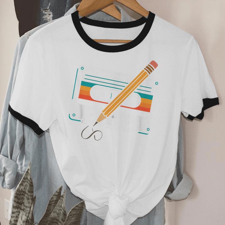 80 S 80s 90s Cassette Tape Nostalgia Retro Band Unisex Cotton Ringer T-Shirt