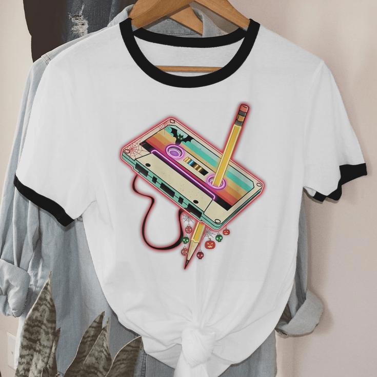 80s 90s Retro Halloween's Party Costume Nostalgia Cassette Unisex Cotton Ringer T-Shirt