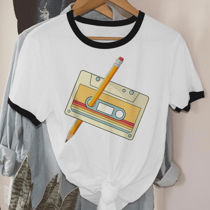80's 90's Retro Music Party Costume Nostalgia Cassette Unisex Cotton Ringer T-Shirt