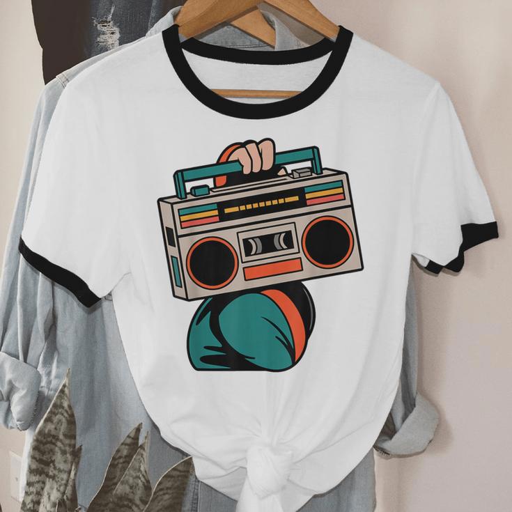 80s 90s Retro Party Costume Nostalgia Boombox Music Hip Hop Unisex Cotton Ringer T-Shirt