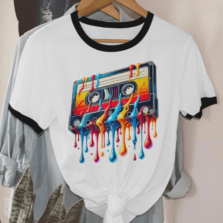 80s 90s Retro Party Costume Nostalgia Cassette Unisex Cotton Ringer T-Shirt