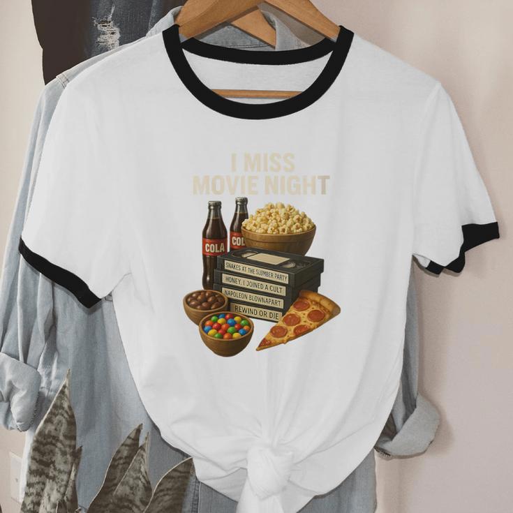 80's & 90's Nostalgia T- Shirt I Miss Movie Night Unisex Cotton Ringer T-Shirt