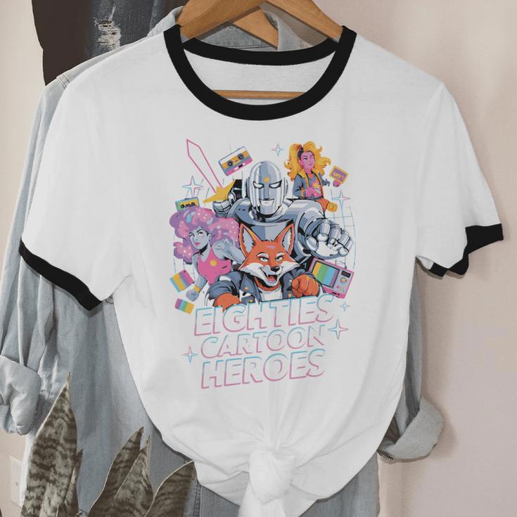 80's Cartoon Heroes Apparel For Retro Nostalgia Fans Unisex Cotton Ringer T-Shirt