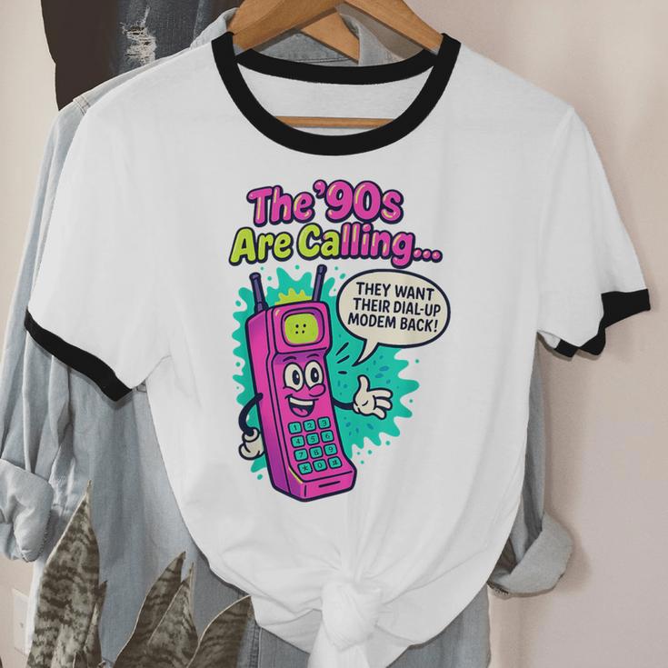 The 90s Are Calling Retro 90s Kid Nostalgia Gag Meme Unisex Cotton Ringer T-Shirt The 90s Are Calling Retro 90s Kid Nostalgia Gag Meme Unisex Cotton Ringer T-Shirt