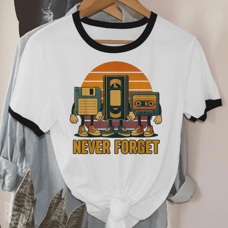 90s Nostalgia Never Forget Retro Unisex Cotton Ringer T-Shirt