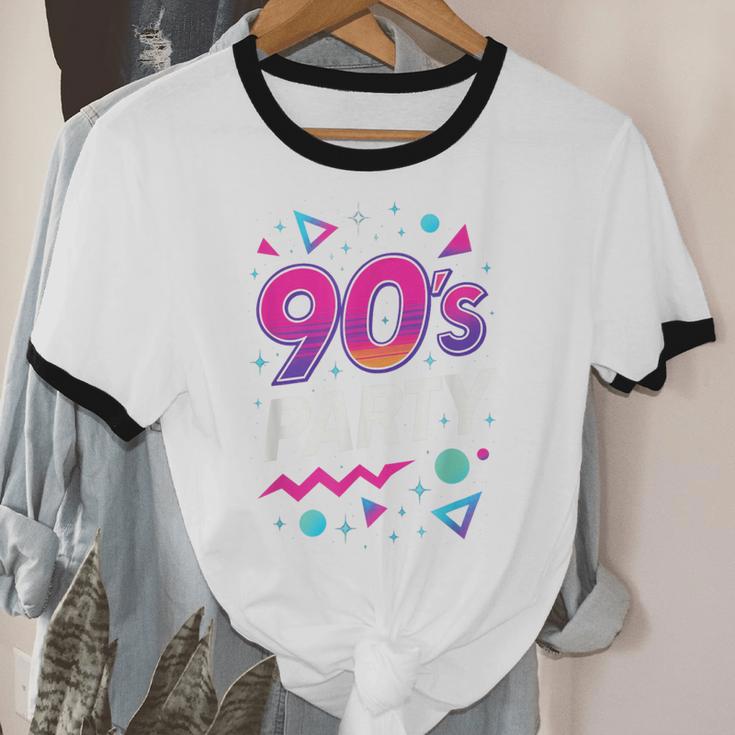 90's Party 90s Nostalgia Retro Rave Dance Music Unisex Cotton Ringer T-Shirt