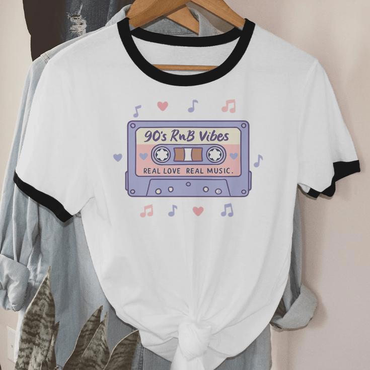 90s RNB Vibes Cassette – Retro Music Nostalgia RNB Cassette Premium Tri-Blend Unisex Cotton Ringer T-Shirt