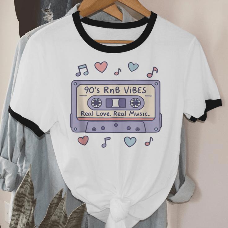 90s RNB Vibes Cassette – Retro Music Nostalgia RNB Cassette Unisex Cotton Ringer T-Shirt