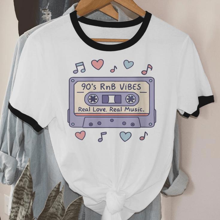 90s RNB Vibes Cassette – Retro Music Nostalgia RNB Cassette Unisex Cotton Ringer T-Shirt