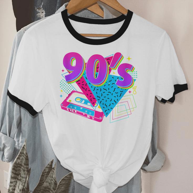 90's Vibe Retro Style Cassette Tape Nostalgia 1990s Party Unisex Cotton Ringer T-Shirt