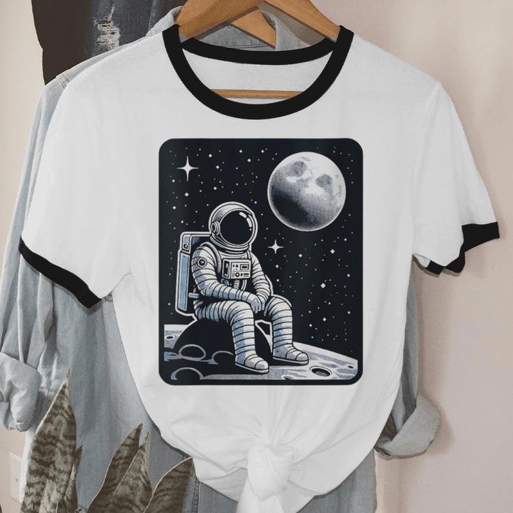 Aesthetic Spaceman Astronaut On The Moon Space Introvert Unisex Cotton Ringer T-Shirt Aesthetic Spaceman Astronaut On The Moon Space Introvert Unisex Cotton Ringer T-Shirt