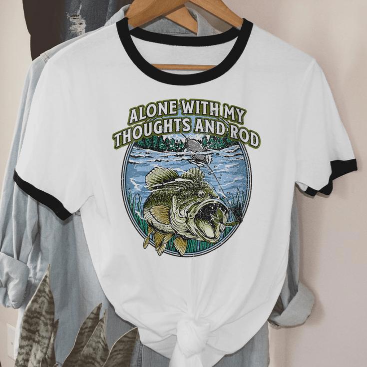 Alone With My Thoughts And Rod Introvert Fishing Antisocial Unisex Cotton Ringer T-Shirt Alone With My Thoughts And Rod Introvert Fishing Antisocial Unisex Cotton Ringer T-Shirt