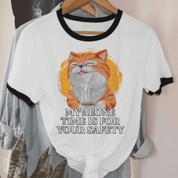My Alone Time Is For Your Safety Coffee Lover Introvert Unisex Cotton Ringer T-Shirt