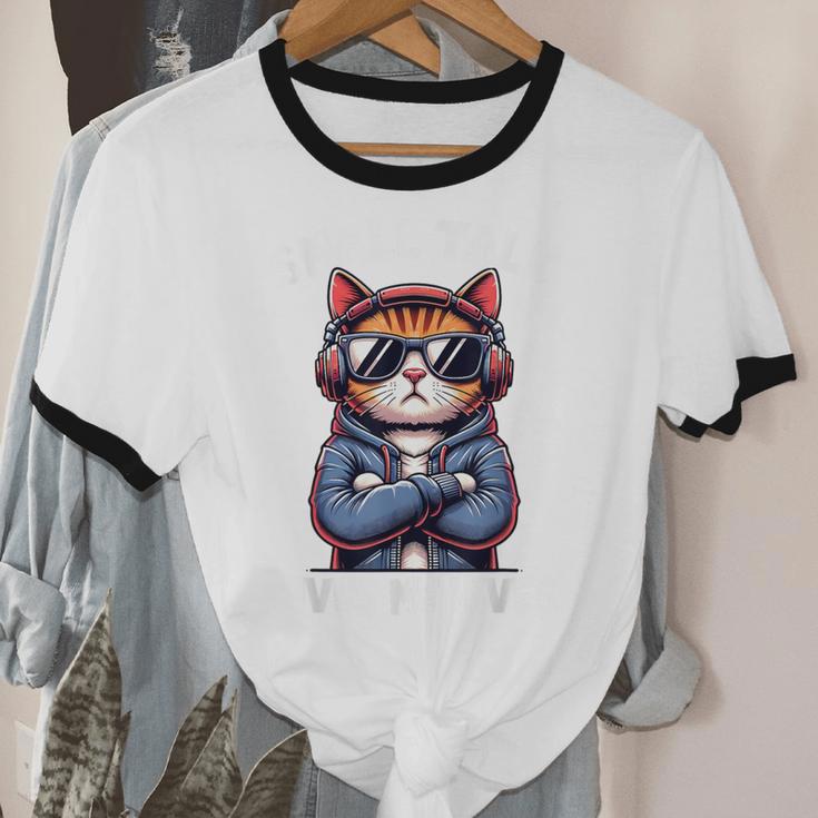 Anti Social Anxiety Mindfulness No Small Talk Introvert Cat Men Women Unisex Cotton Ringer T-Shirt