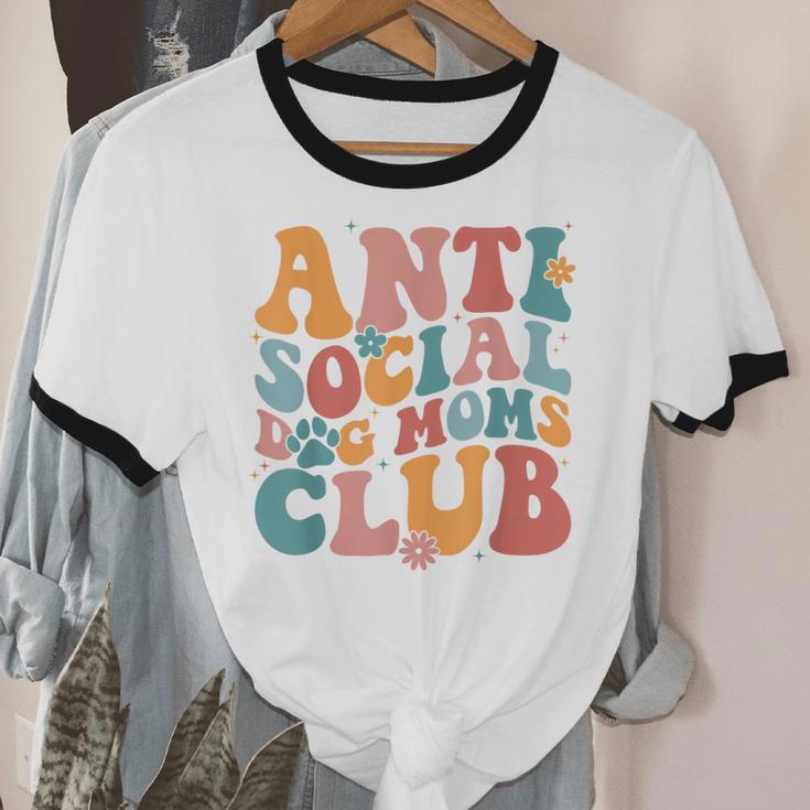 Anti Social Dog Moms Club Introvert Dog Mom Retro Men Women Unisex Cotton Ringer T-Shirt