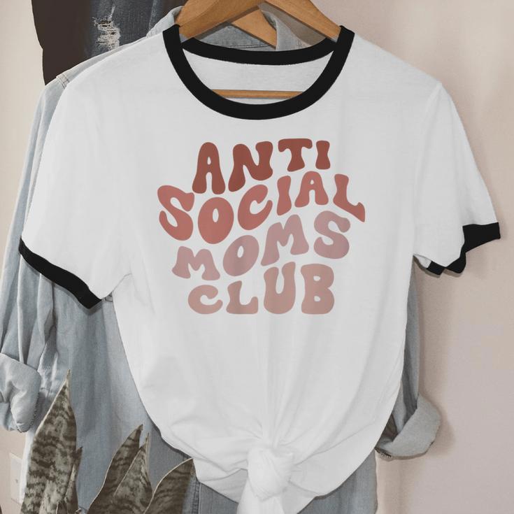 Anti Social Moms Club On Back Retro Introvert Unsociable Unisex Cotton Ringer T-Shirt Anti Social Moms Club On Back Retro Introvert Unsociable Unisex Cotton Ringer T-Shirt