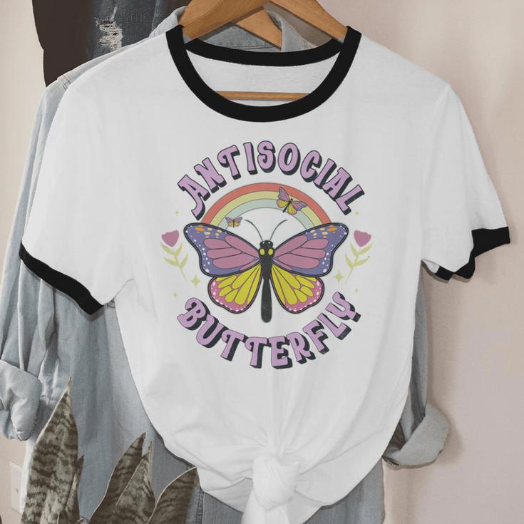 Antisocial Butterfly Groovy t For Introvert Men Women Girls Unisex Cotton Ringer T-Shirt Antisocial Butterfly Groovy t For Introvert Men Women Girls Unisex Cotton Ringer T-Shirt
