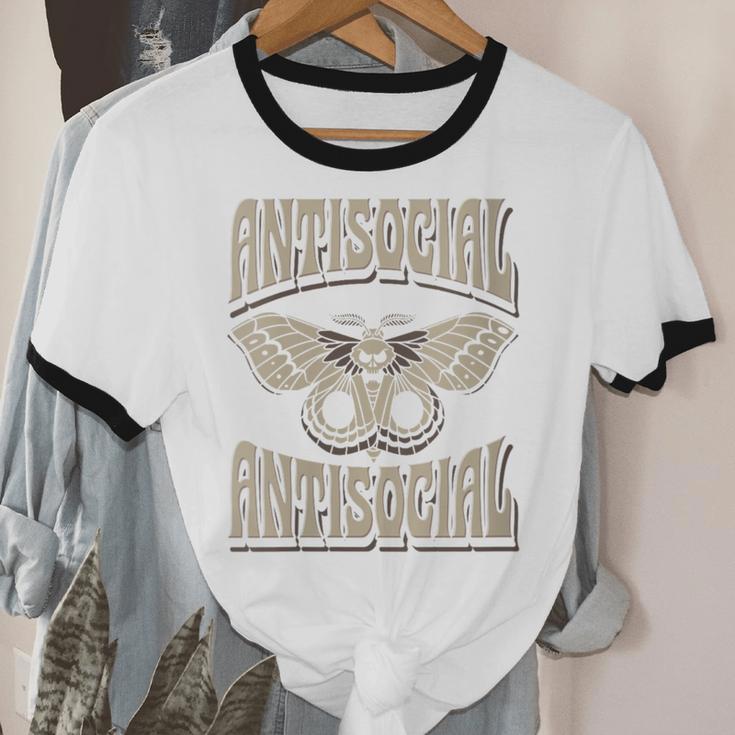 Antisocial Butterfly Quote Socially Selective Introvert Unisex Cotton Ringer T-Shirt