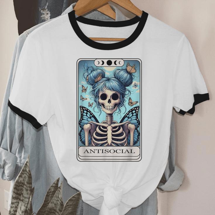 Antisocial Butterfly Tarot Card Introvert Women Stay Home Unisex Cotton Ringer T-Shirt Antisocial Butterfly Tarot Card Introvert Women Stay Home Unisex Cotton Ringer T-Shirt