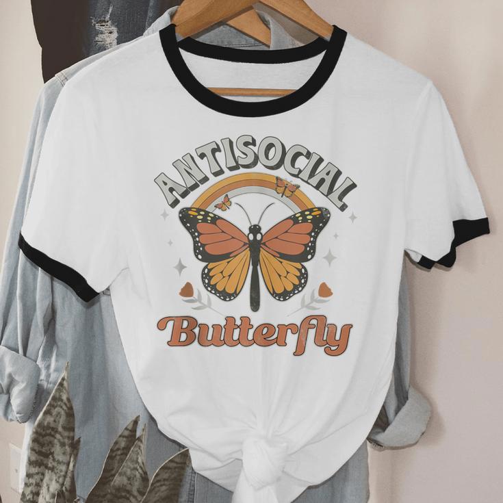 Antisocial Butterfly Tee For Introvert Men Women Girls Unisex Cotton Ringer T-Shirt