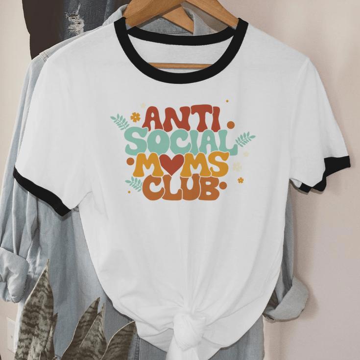 Antisocial Moms Club Introvert Mom Mothers Introverted Retro Unisex Cotton Ringer T-Shirt