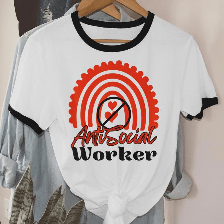 AntiSocial Worker Anti-Social Social Worker Introvert Unisex Cotton Ringer T-Shirt AntiSocial Worker Anti-Social Social Worker Introvert Unisex Cotton Ringer T-Shirt