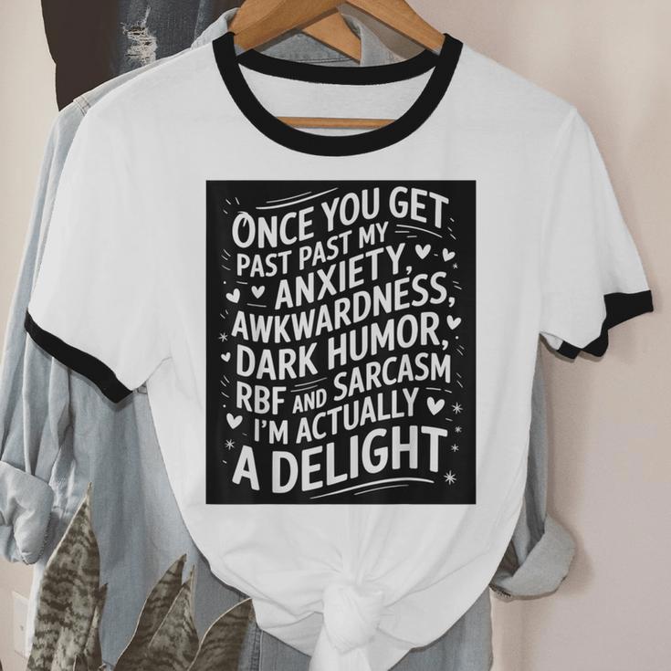 Anxiety Awkward Dark Humor Quote Introverts Sarcastic Unisex Cotton Ringer T-Shirt Anxiety Awkward Dark Humor Quote Introverts Sarcastic Unisex Cotton Ringer T-Shirt