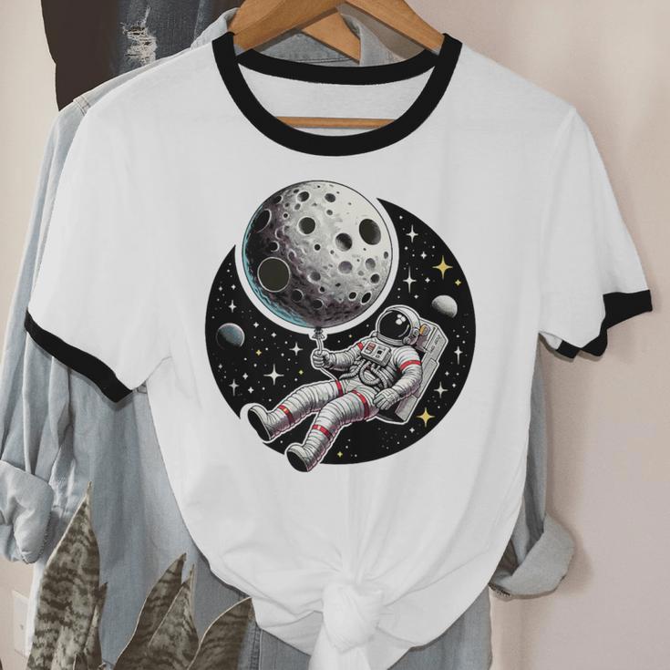 Astronaut Aesthetic Holding Moon Balloon Planets Introvert Unisex Cotton Ringer T-Shirt Astronaut Aesthetic Holding Moon Balloon Planets Introvert Unisex Cotton Ringer T-Shirt