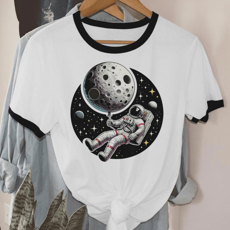 Astronaut Aesthetic Holding Moon Balloon Planets Introvert Unisex Cotton Ringer T-Shirt Astronaut Aesthetic Holding Moon Balloon Planets Introvert Unisex Cotton Ringer T-Shirt