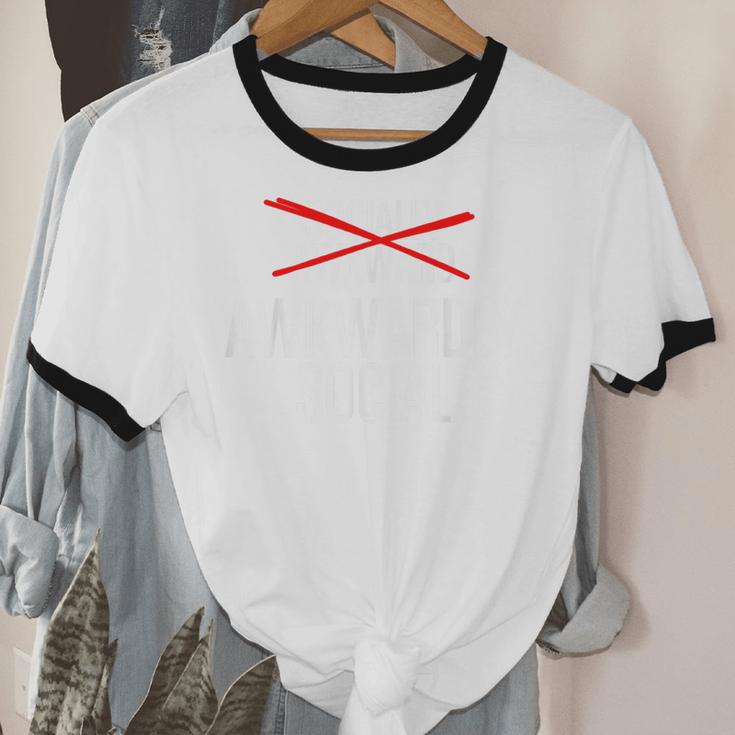 Awkwardly Social Socially Awkward Anxious Introverts Unisex Cotton Ringer T-Shirt Awkwardly Social Socially Awkward Anxious Introverts Unisex Cotton Ringer T-Shirt
