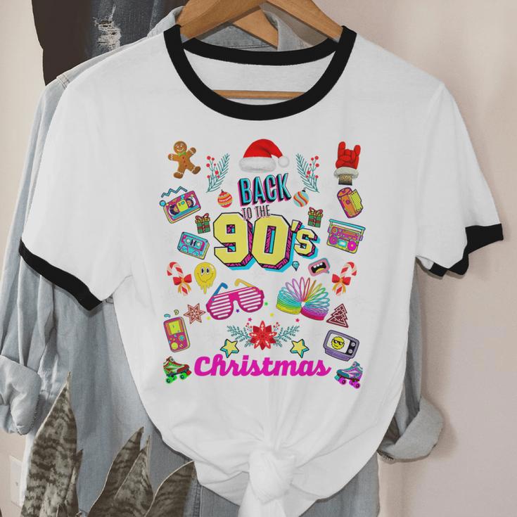 Back To 90's Christmas Nostalgia Quotes Graphic Premium Tri-Blend Unisex Cotton Ringer T-Shirt