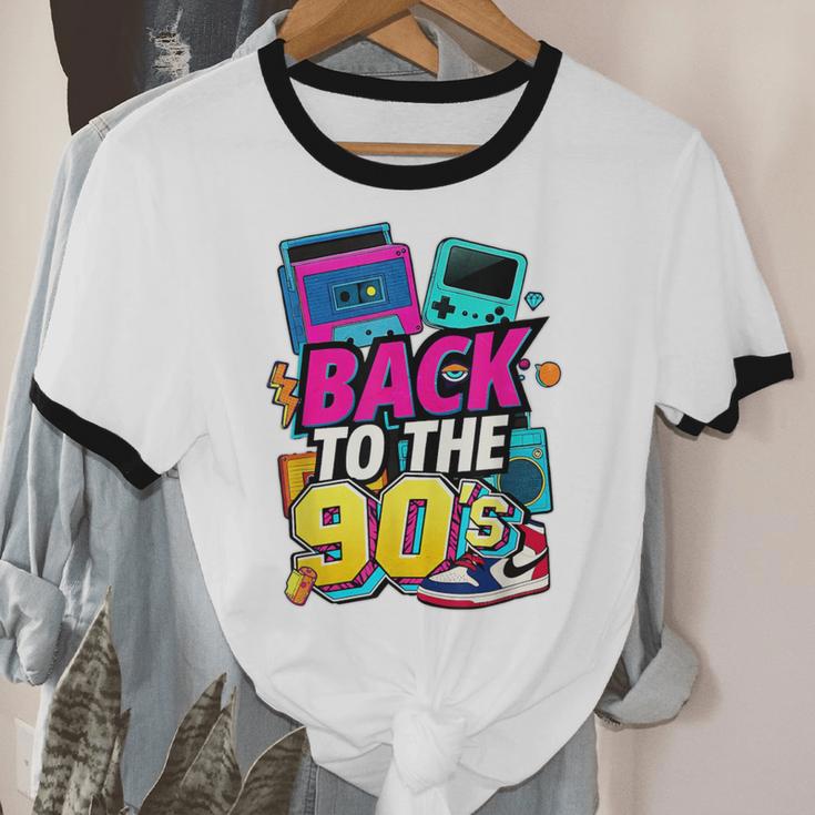 Back To The 90s Nostalgia Cassette Game Console Boombox Unisex Cotton Ringer T-Shirt
