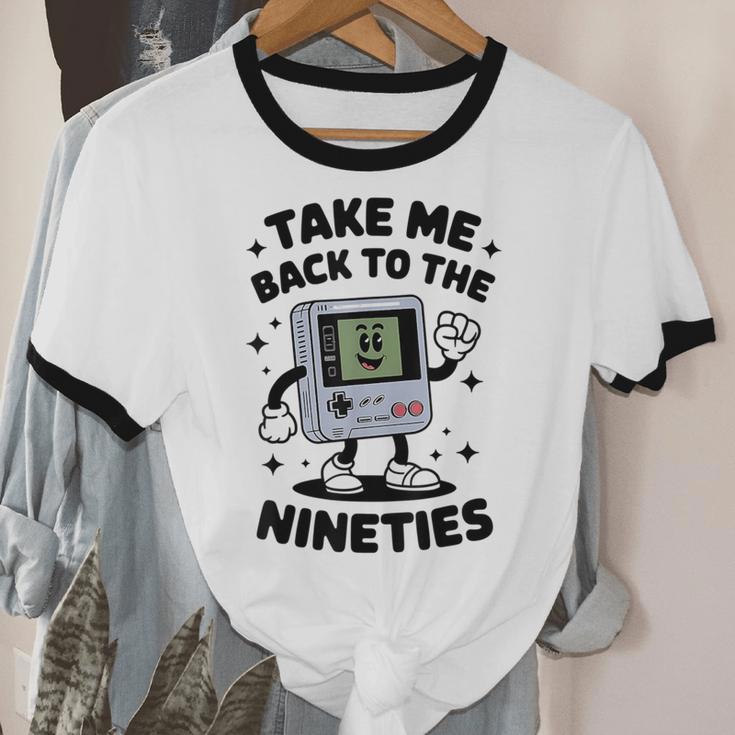 Take Me Back To The Nineties 90's Retro Gamer Nostalgia Unisex Cotton Ringer T-Shirt