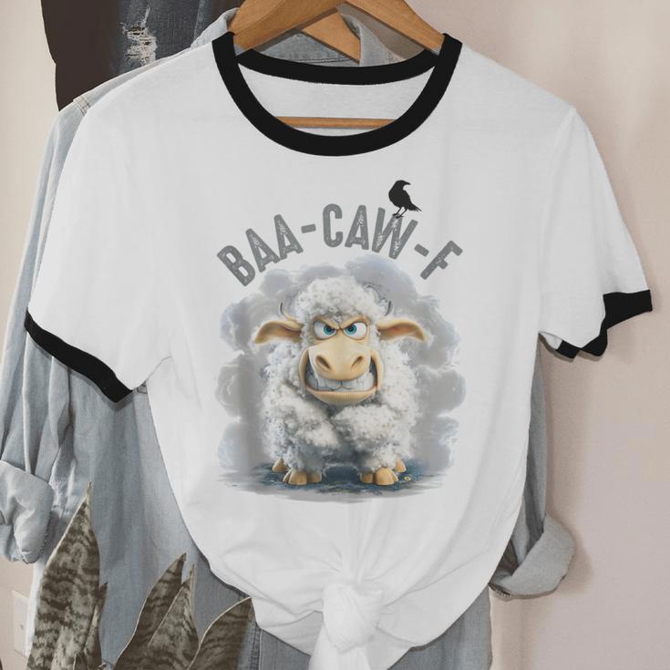 Back Off – Sheep Baa Crow Caw Pun For Introverts Unisex Cotton Ringer T-Shirt