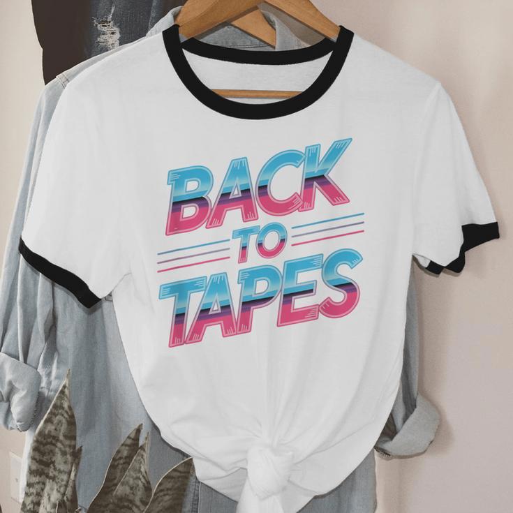 Back To Tapes Retro Cassette Mixtape 80s Nostalgia Unisex Cotton Ringer T-Shirt