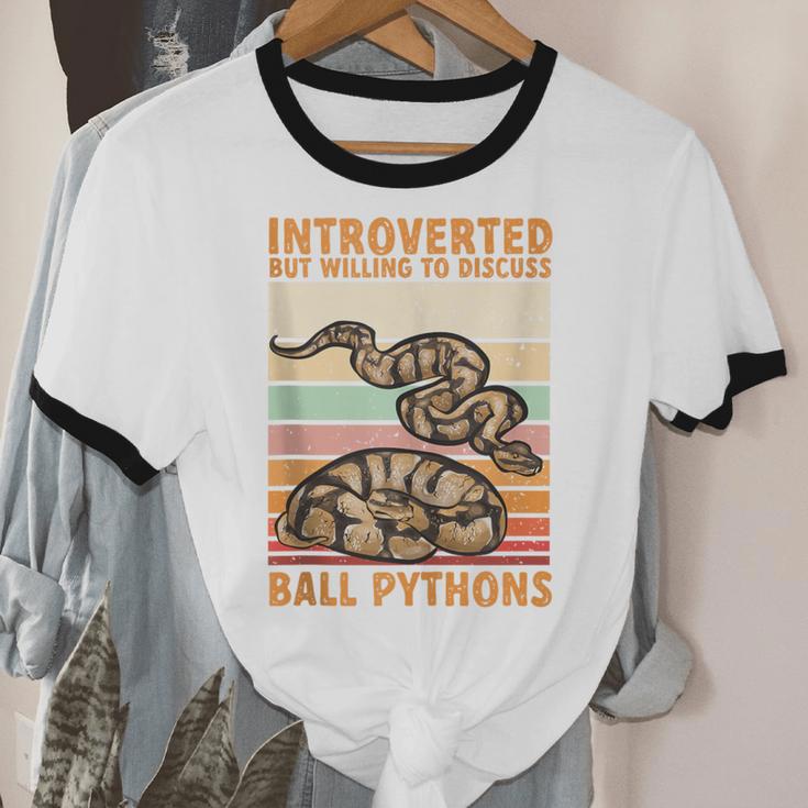 Ball Python Snake Introvert Ball Python Unisex Cotton Ringer T-Shirt