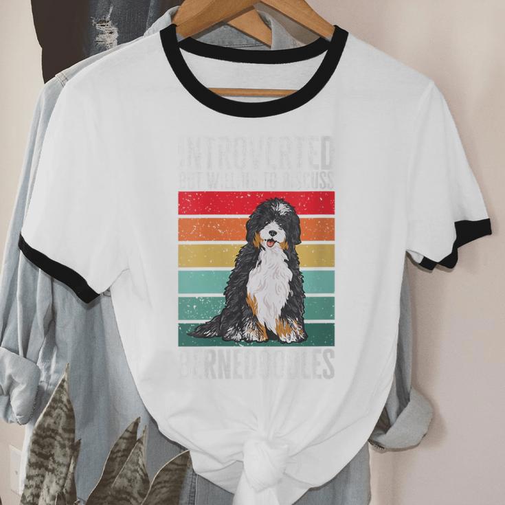 Bernedoodle Dog Introvert Bernedoodle Unisex Cotton Ringer T-Shirt