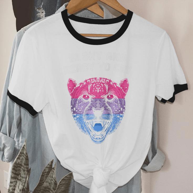 Bi Shy And Ready To Cry Bisexual Introvert Bi Pride Raglan Baseball Tee Unisex Cotton Ringer T-Shirt