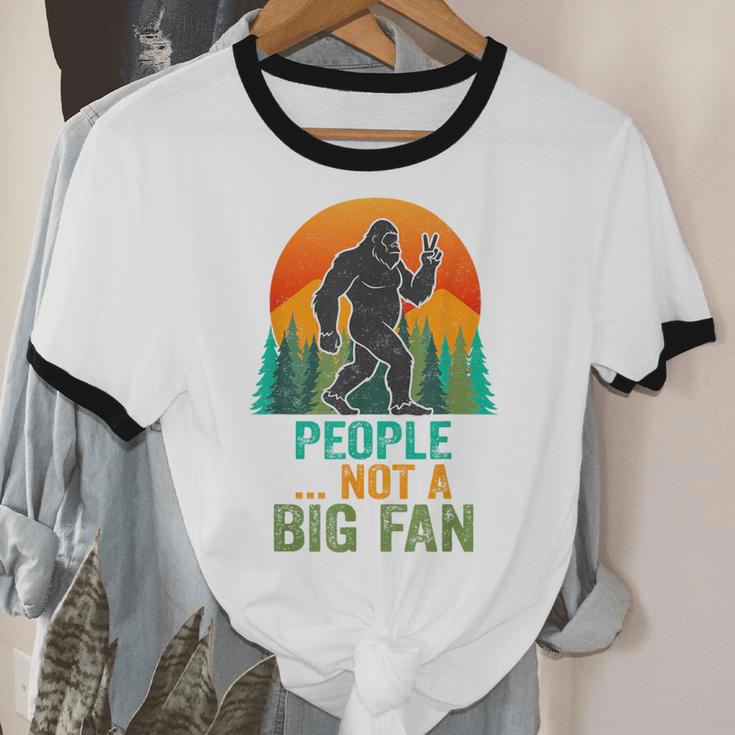 Bigfoot Introvert People Not A Big Fan Retro Sasquatch Unisex Cotton Ringer T-Shirt