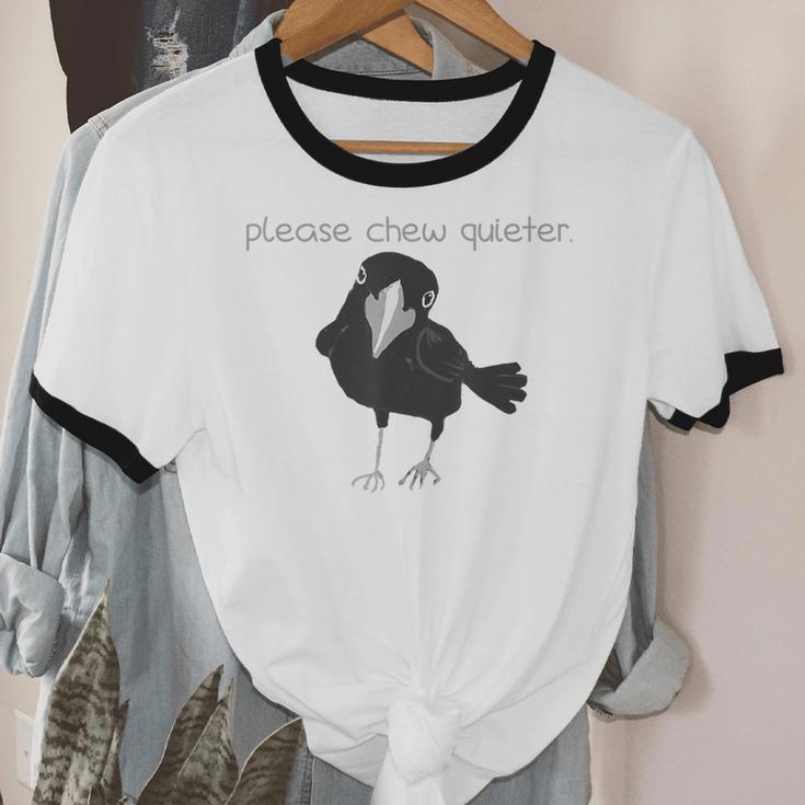 Bird Please Chew Quieter Introvert Quietness Unisex Cotton Ringer T-Shirt