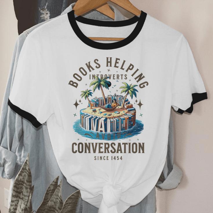 Books Helping Introvert Avoid Conversation Unisex Cotton Ringer T-Shirt