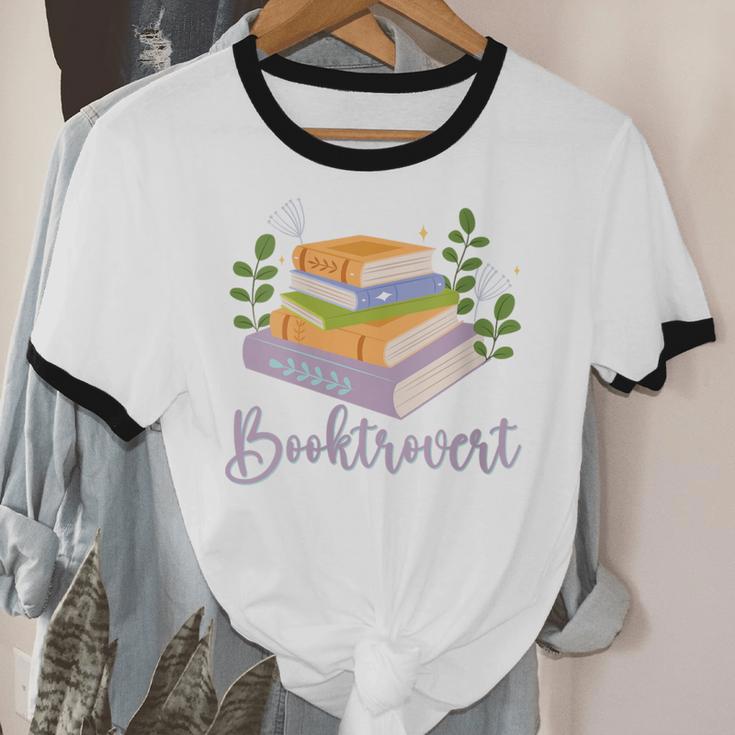 Booktrovert Bookworm Introvert Bibliophile Booktrovert Unisex Cotton Ringer T-Shirt