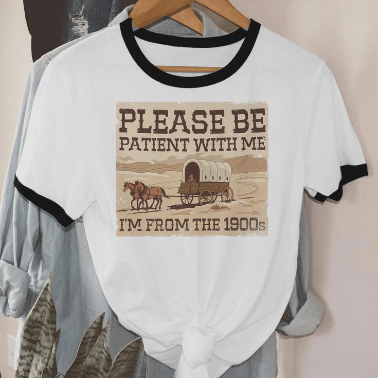 Boomer Millennial Please Be Patient I'm From The 1900s Premium Unisex Cotton Ringer T-Shirt